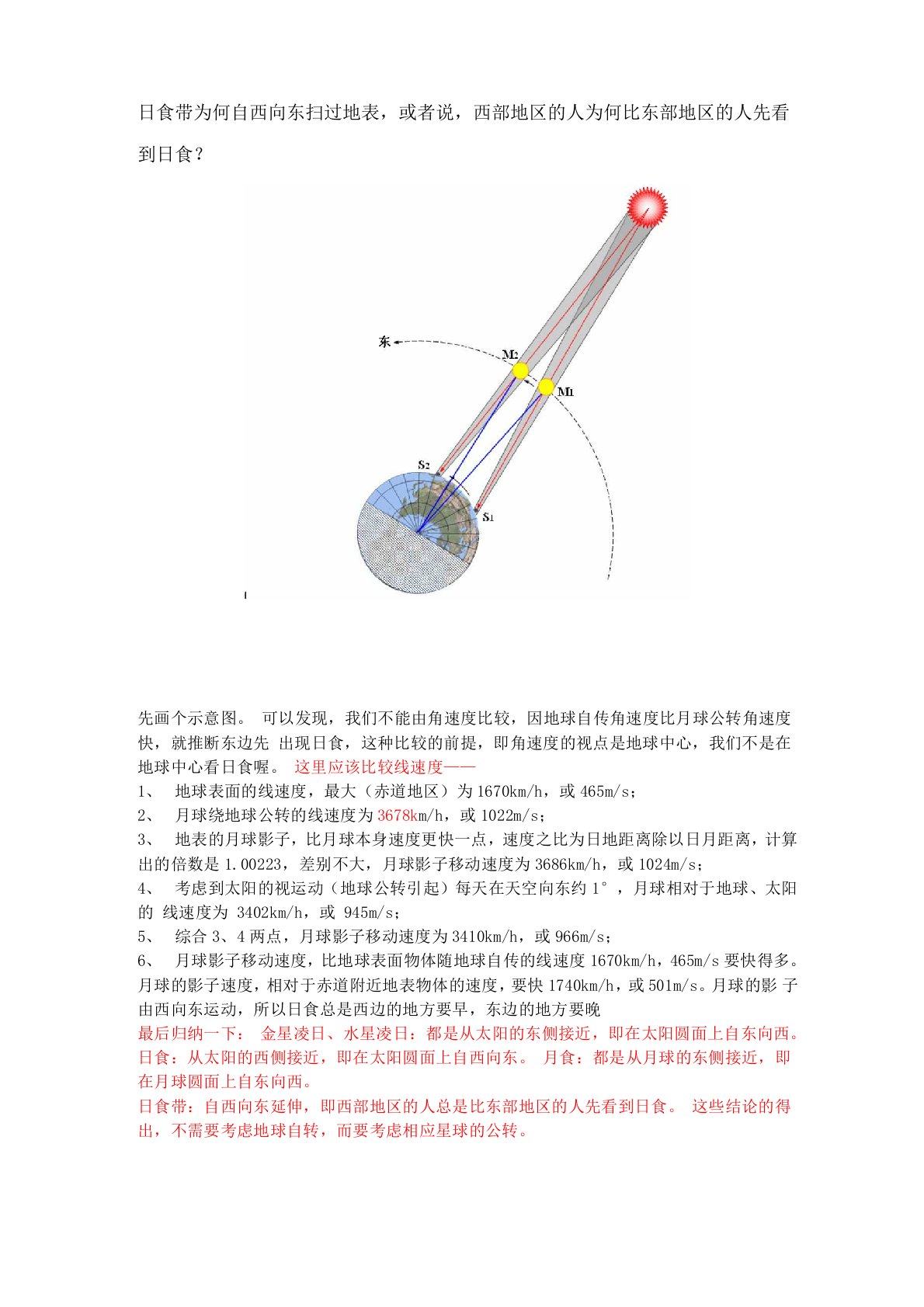 日食带为何自西向东扫过地表