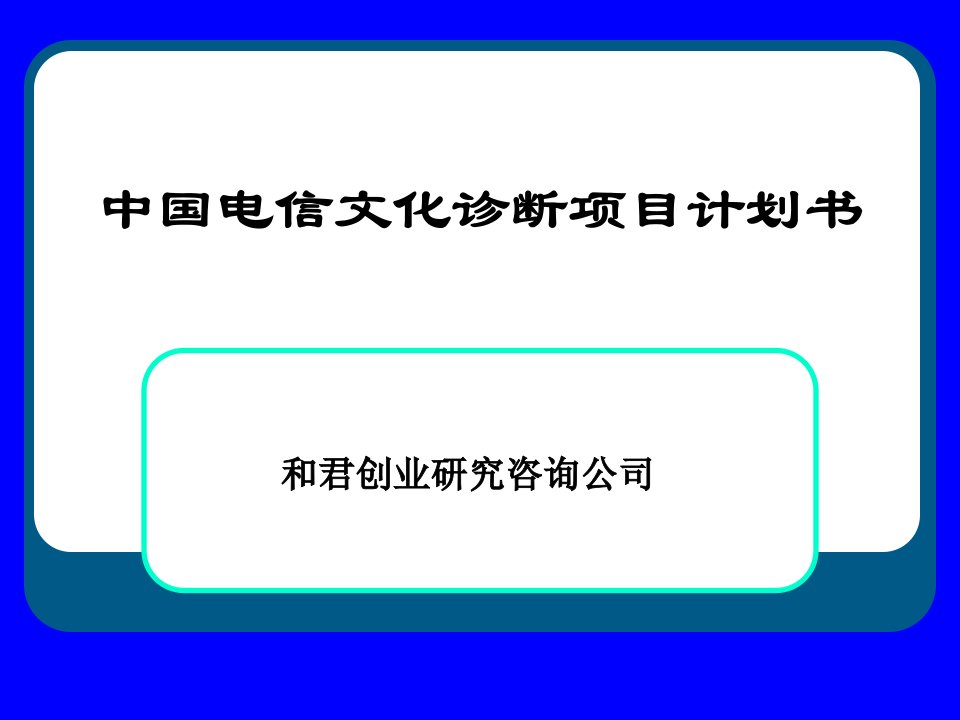 中国电信文化诊断项目计划书