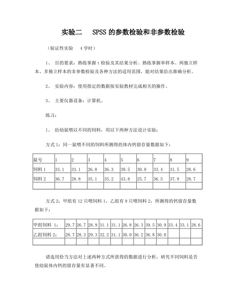 nyfAAASPSS的参数检验和非参数检验