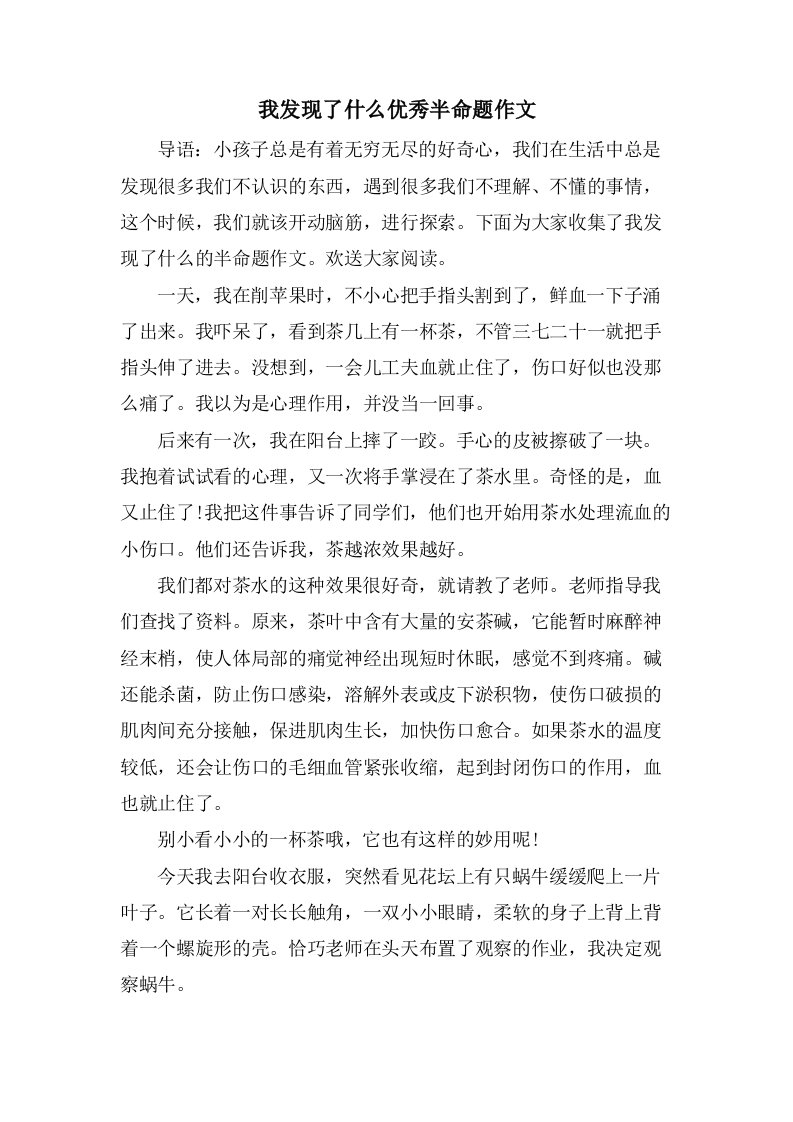 我发现了什么半命题作文