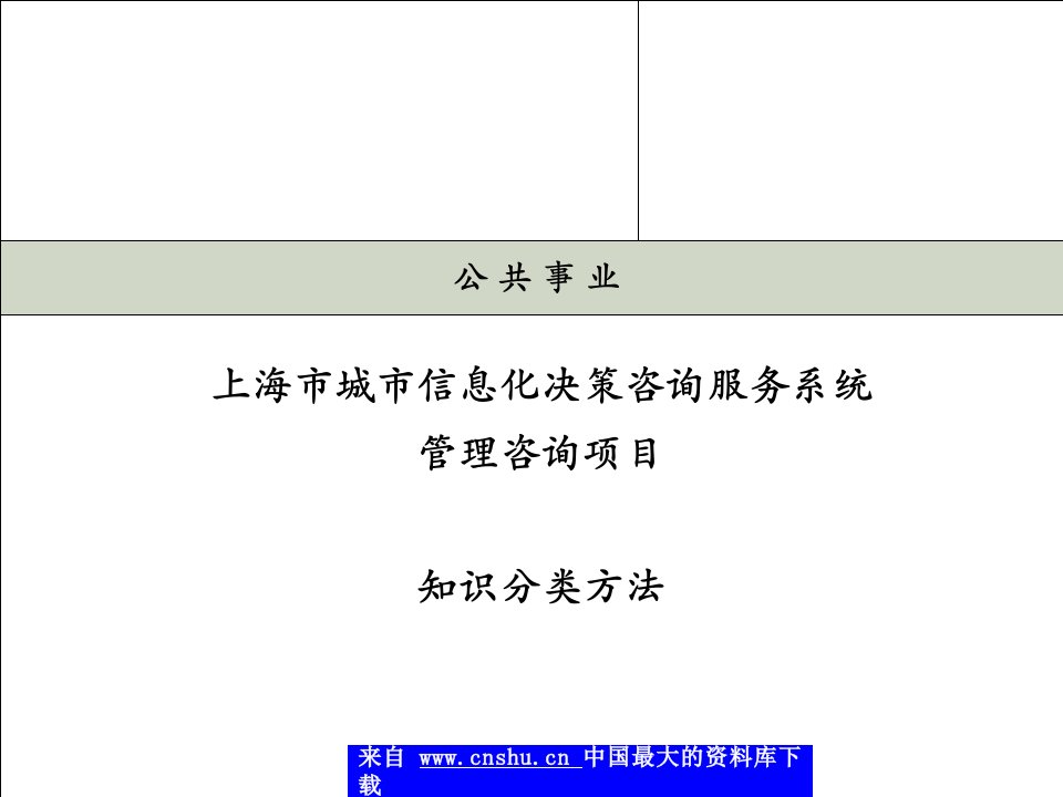 上海市城市信息化决策咨询服务系统--管理咨询项目知识分类方法(ppt