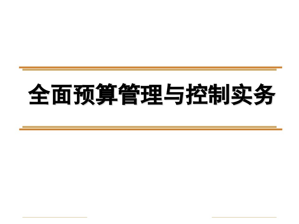 全面预算管理与控制实务