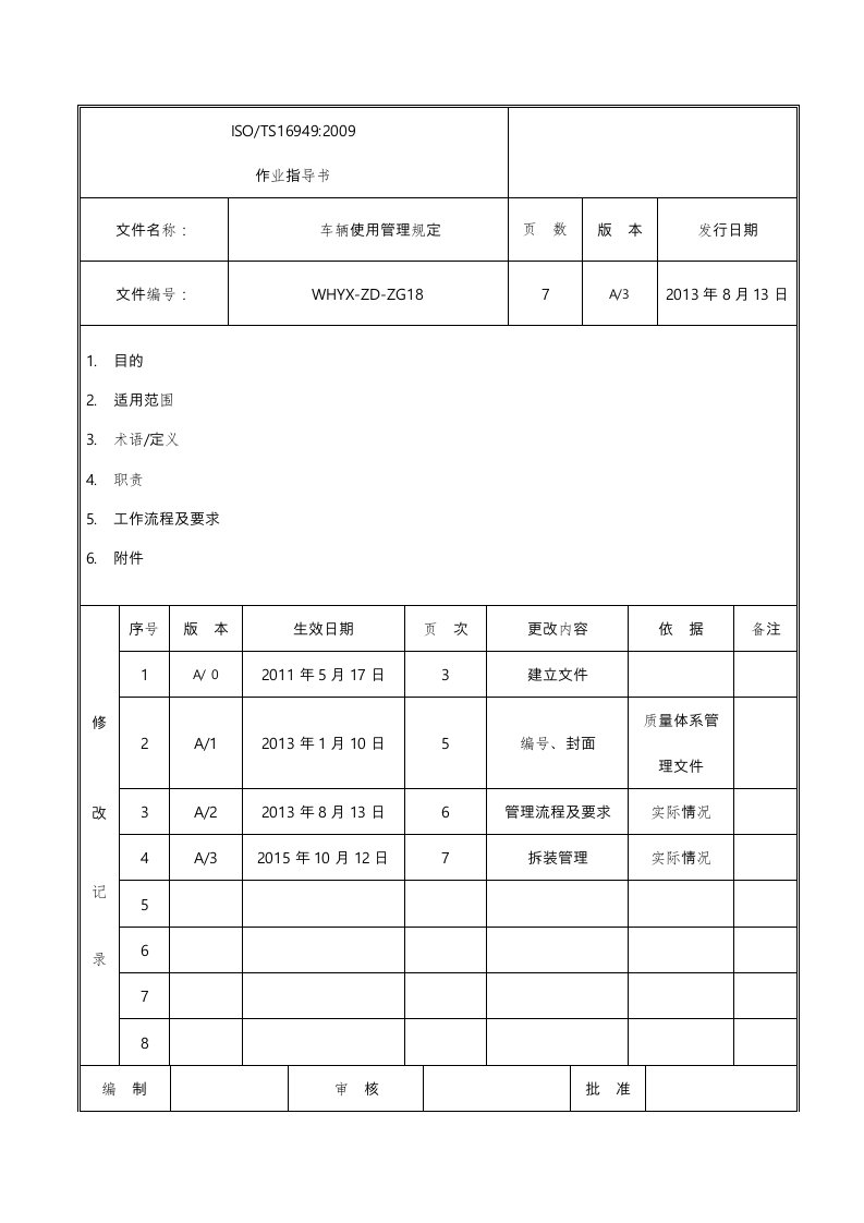 车辆使用管理规定