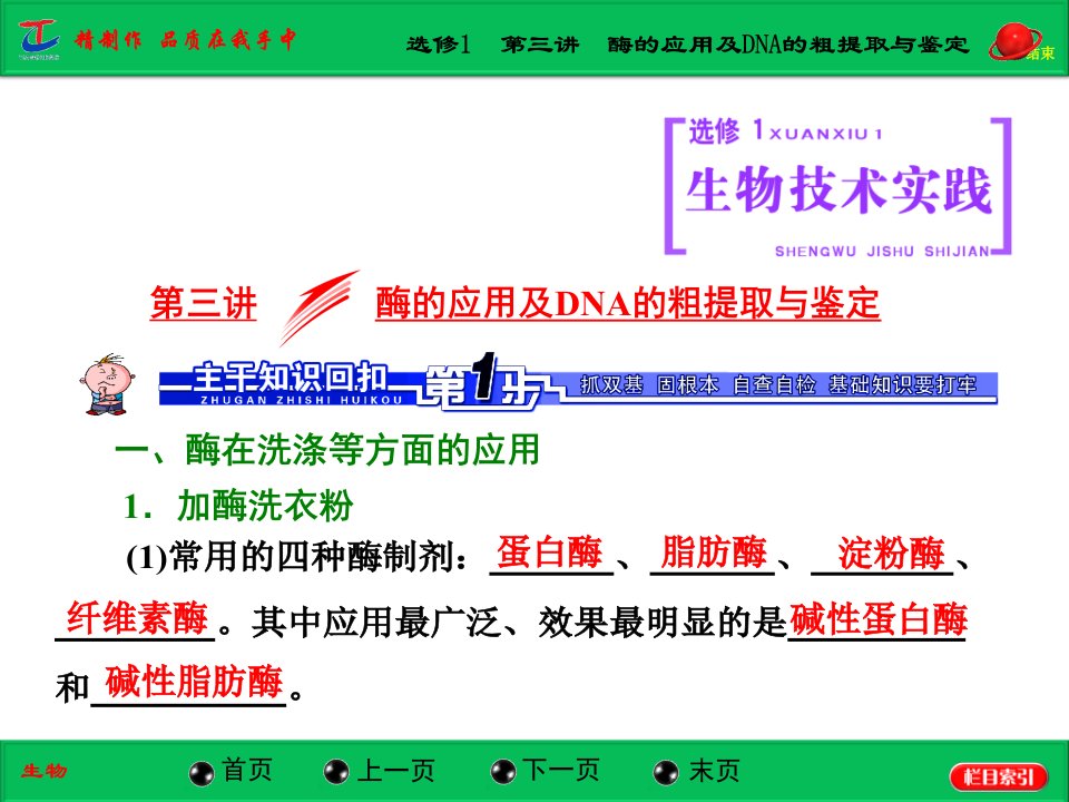 选修1第三讲酶的应用及DNA的粗提取与鉴定