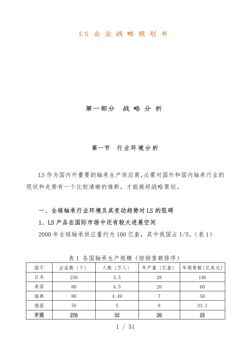 机械公司战略规划分析报告