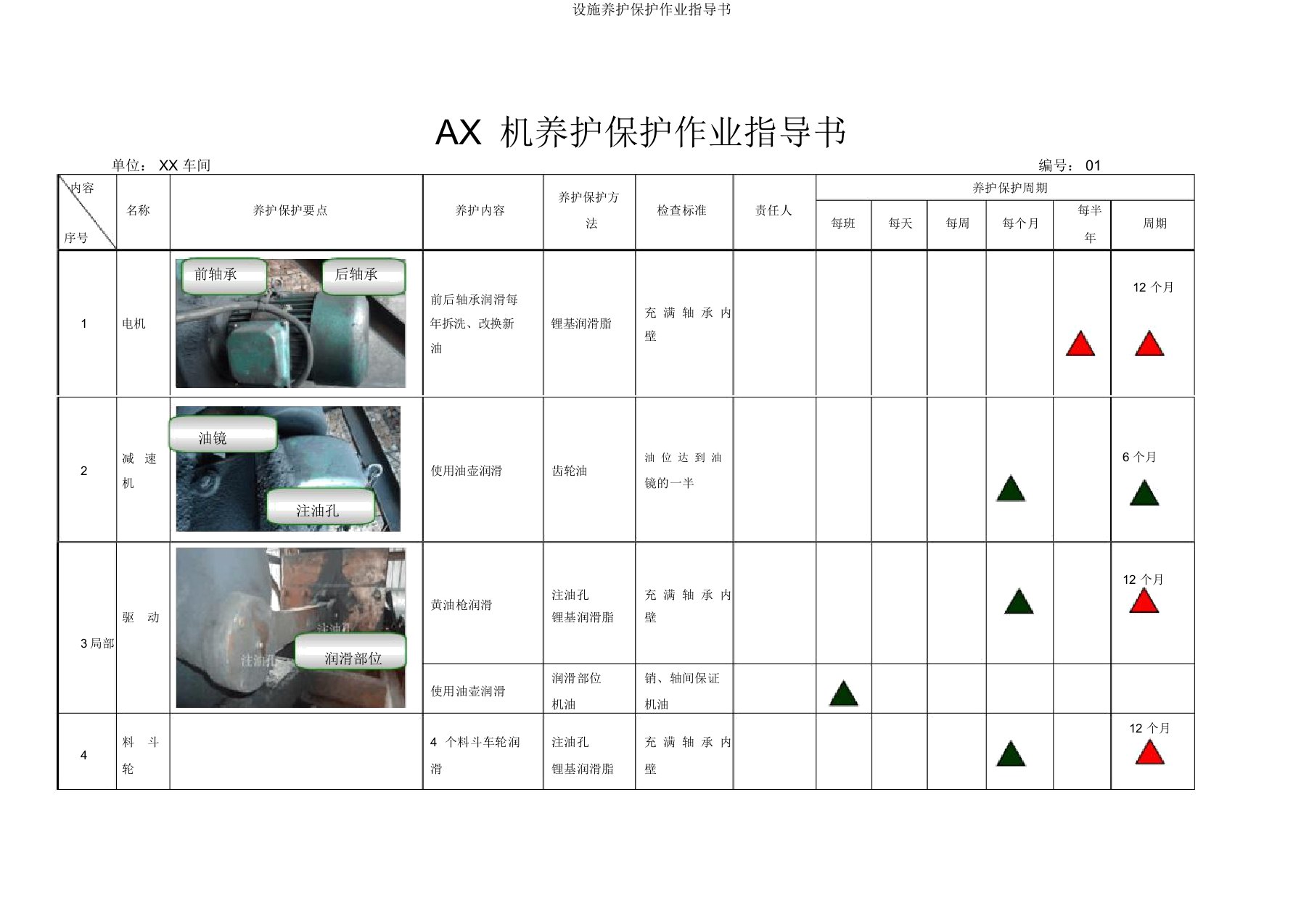 设备保养维护作业指导书