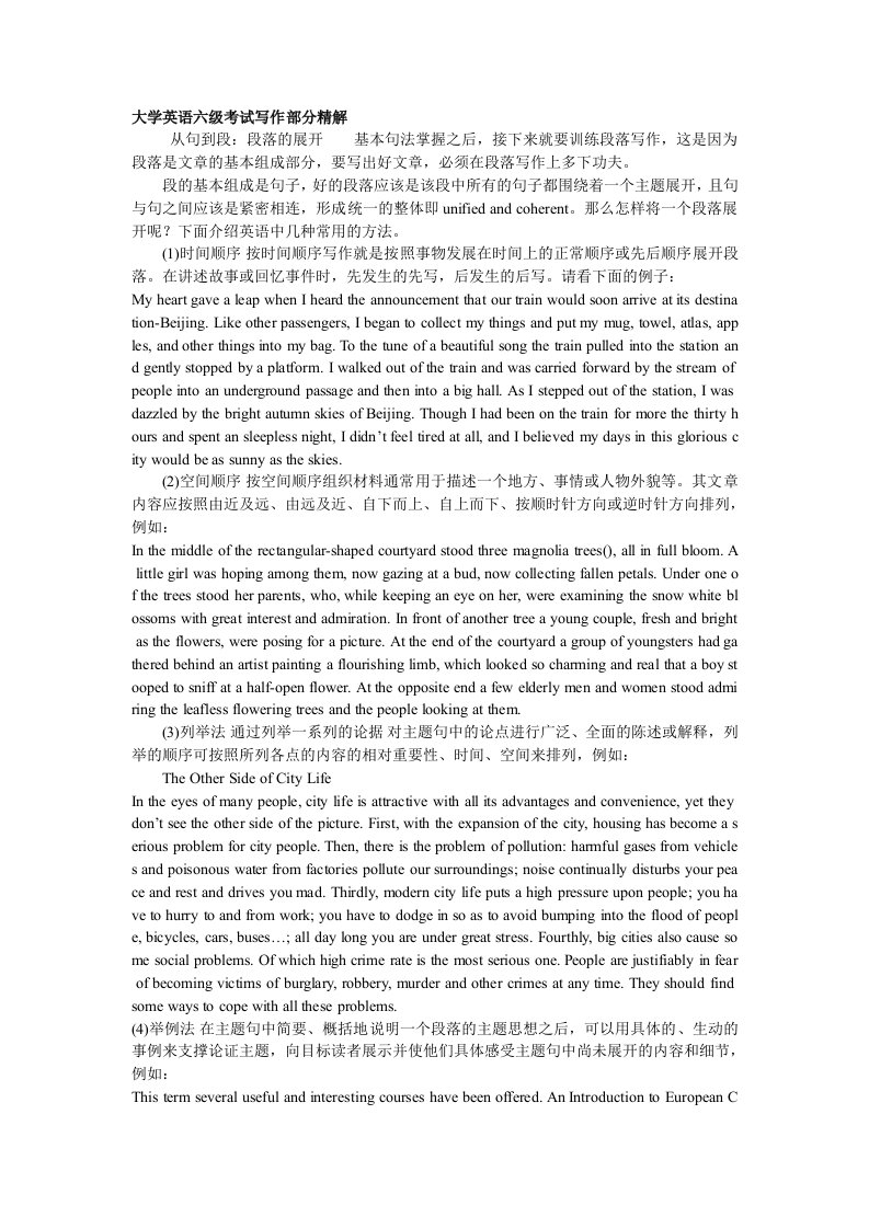 大学英语六级考试写作部分精解