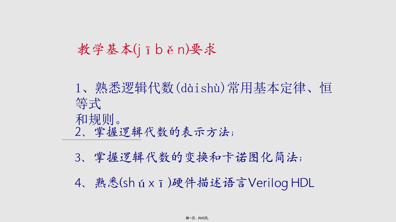 电子技术基础数字部分第六康华光逻辑代数与硬件描述语言基础共节学习教案