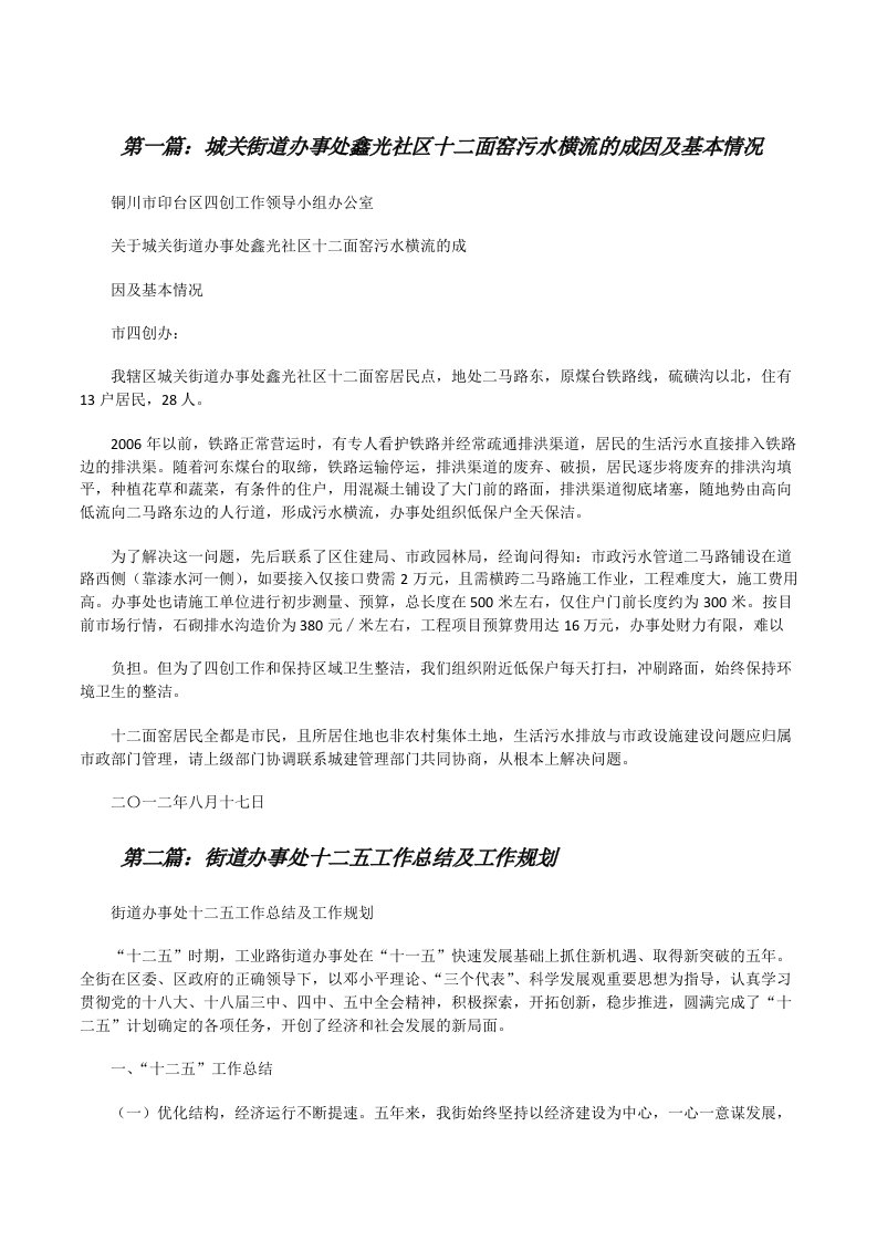 城关街道办事处鑫光社区十二面窑污水横流的成因及基本情况[修改版]