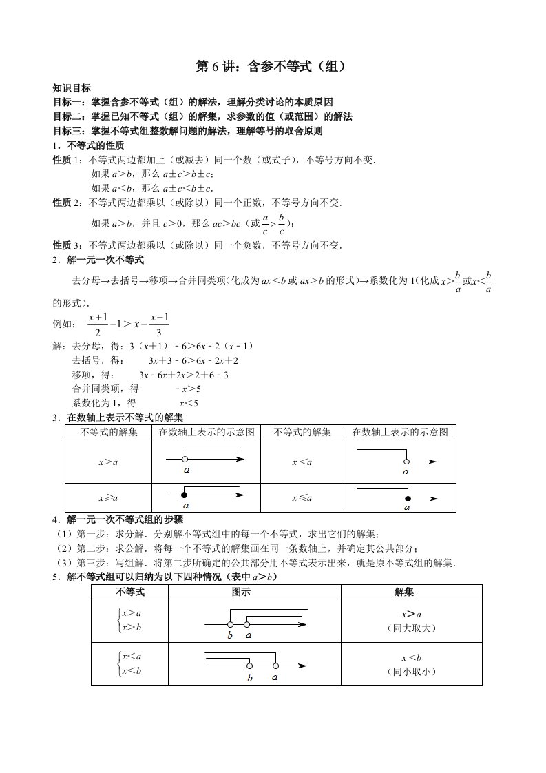 学而思寒假七年级尖子班讲义第6讲含参不等式组