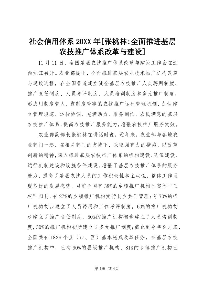 5社会信用体系某年[张桃林-全面推进基层农技推广体系改革与建设]