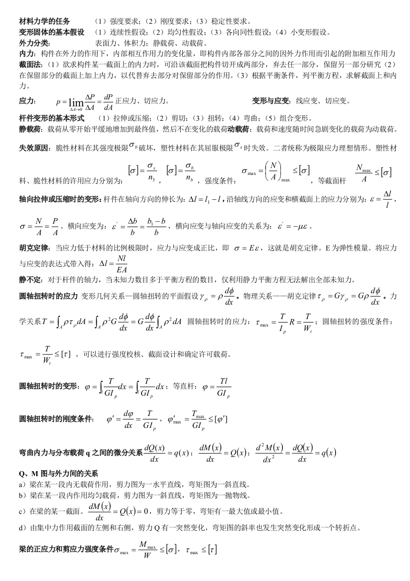 材料力学公式1