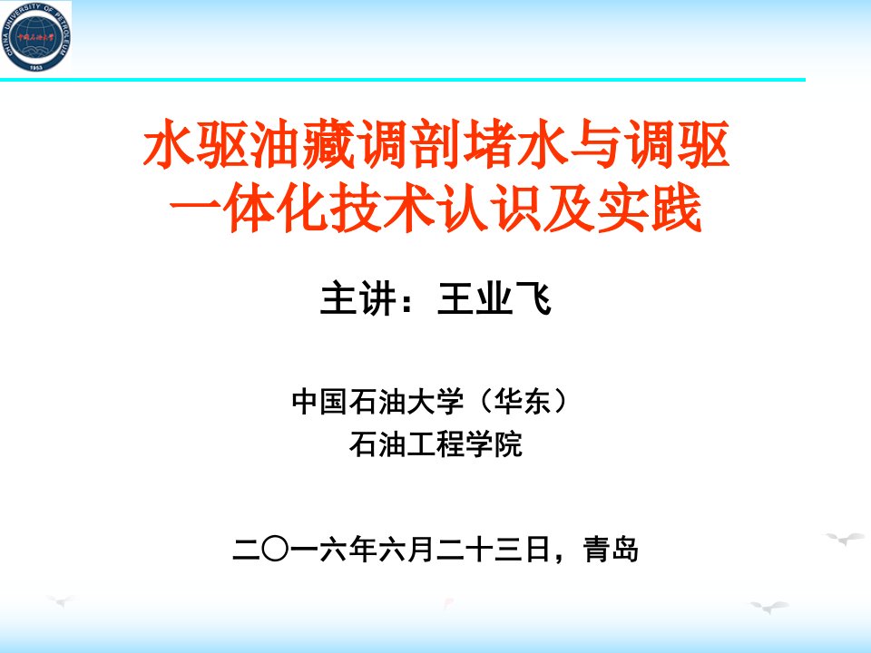 水驱油藏调剖堵水与调驱