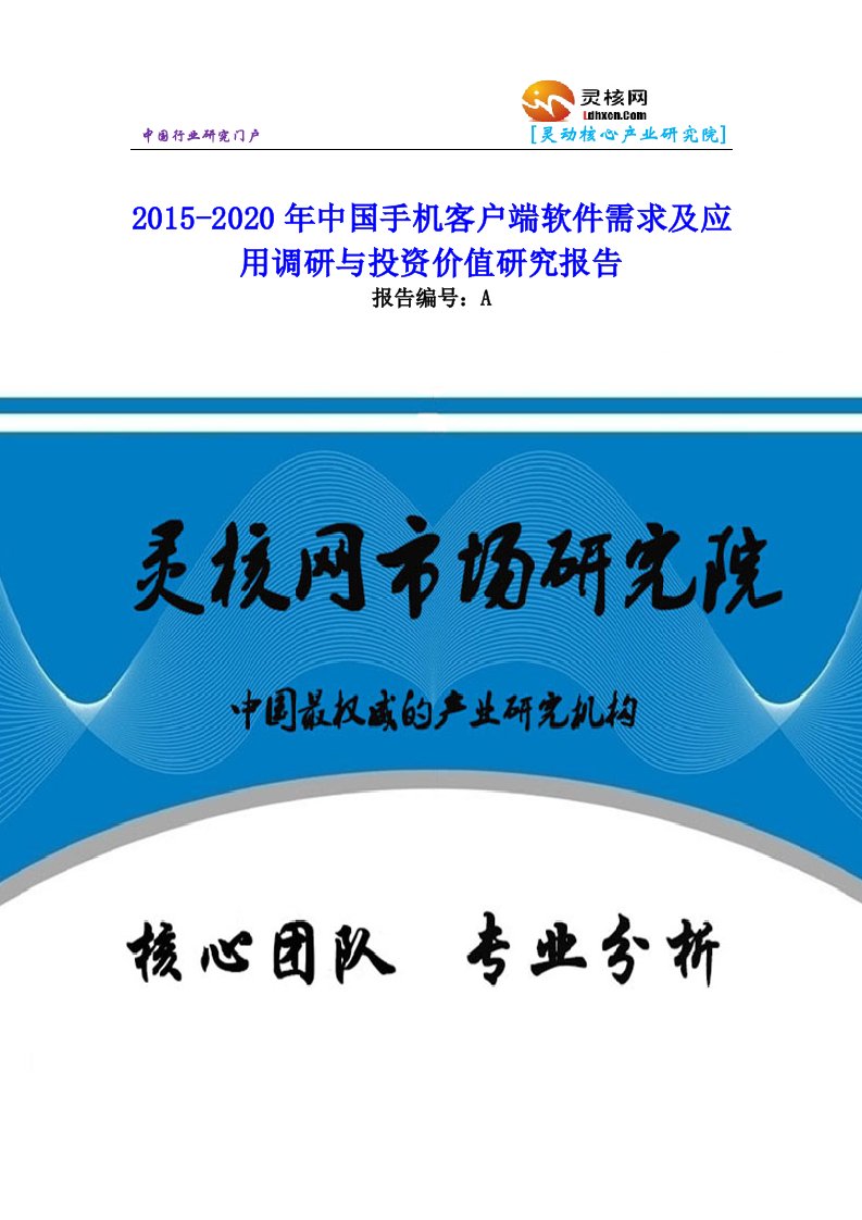 中国手机客户端软件行业市场分析与发展趋势研究报告灵核网