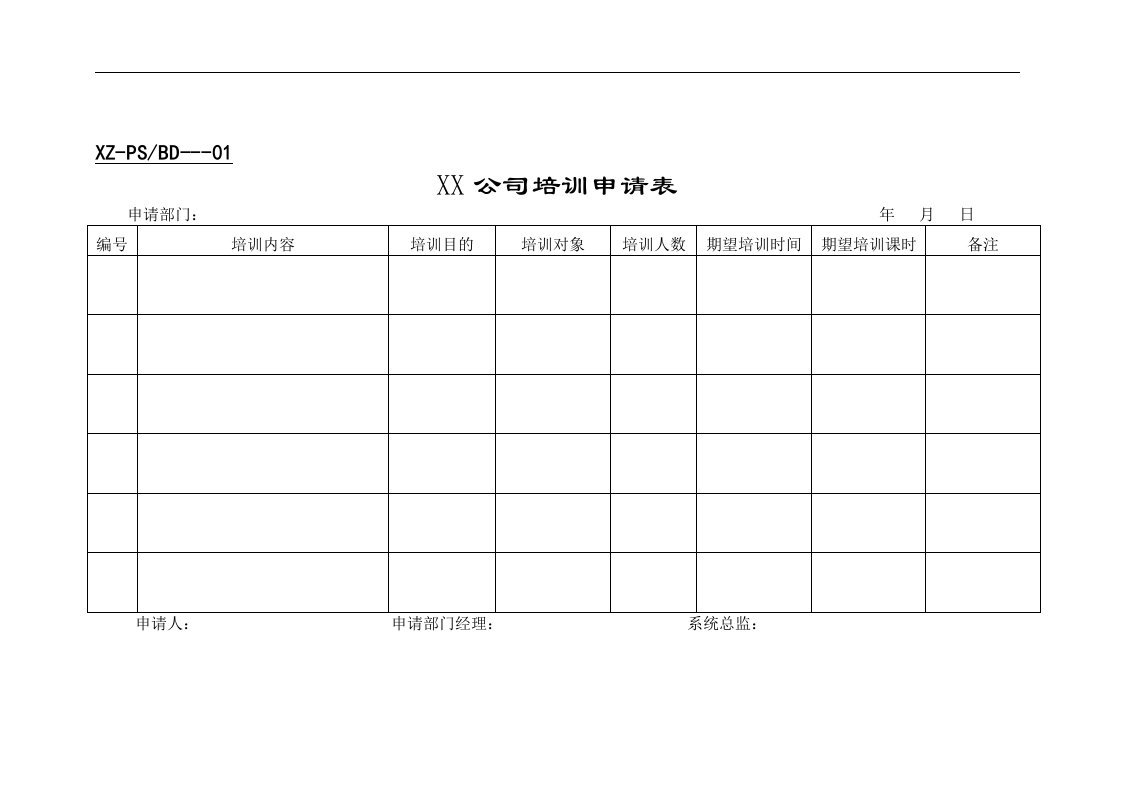 【管理精品】培训表格(1)