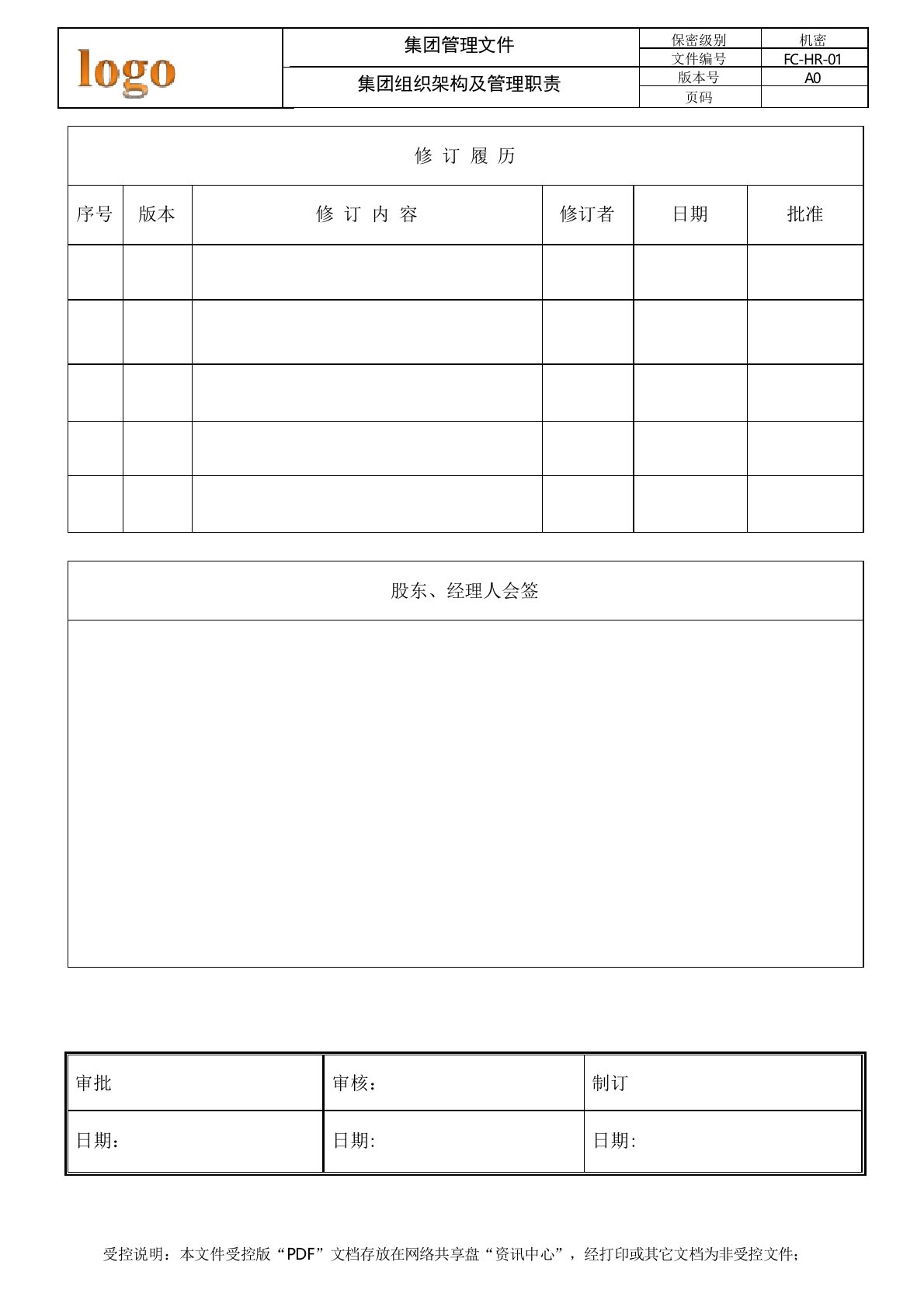 集团公司组织架构及高层领导分工