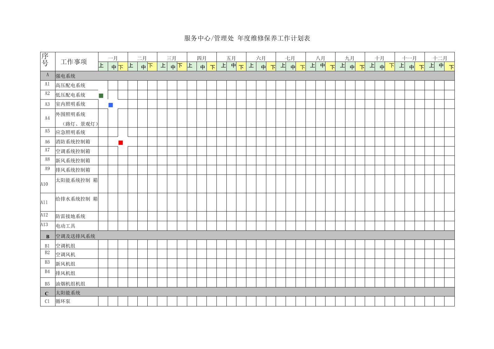 02年度维修保养工作计划表