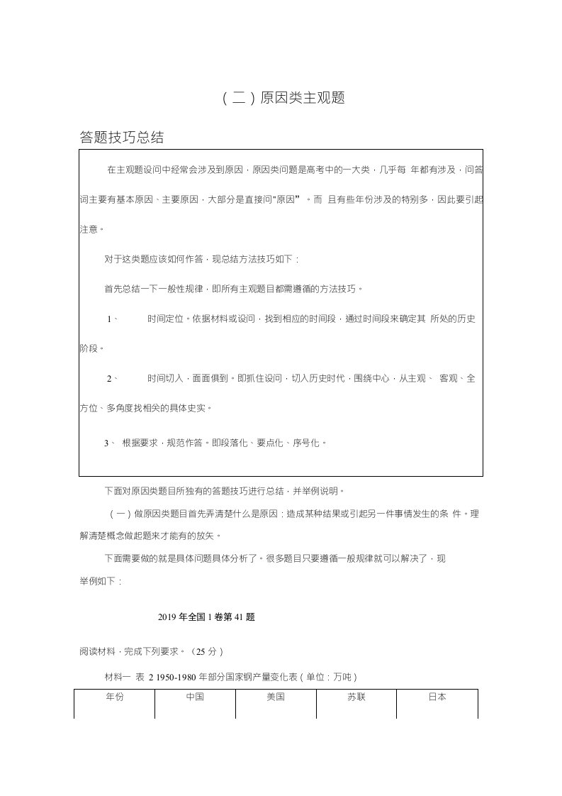 高考历史主观题高分攻略专题二《