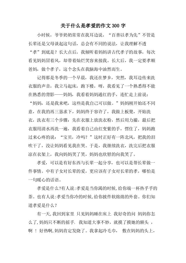 关于什么是孝爱的作文300字