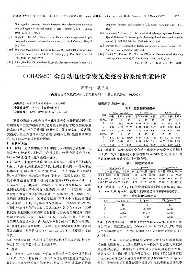 COBASe601全自动电化学发光免疫分析系统性能评价