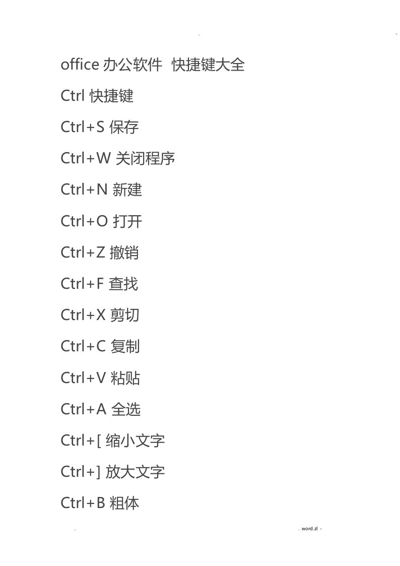 office办公软件快捷键大全