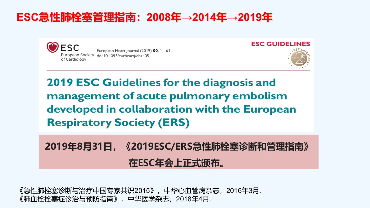 ESC急性肺栓塞诊断和管理指南解读ppt课件