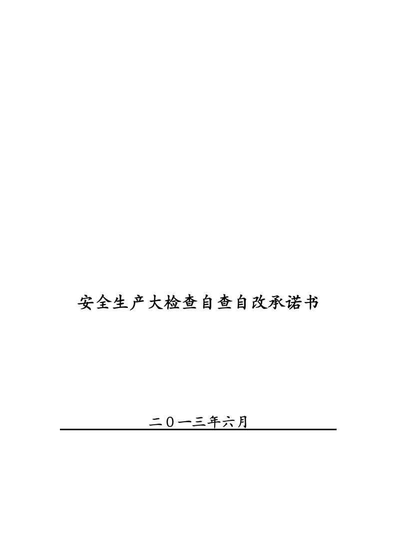 全国安全生产大检查自查自改承诺书