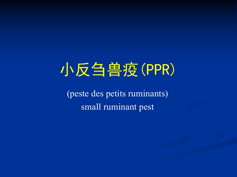 反刍动物传染病小反刍兽疫(PPR)