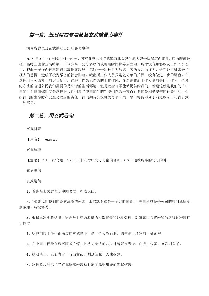 近日河南省鹿邑县玄武镇暴力事件[修改版]