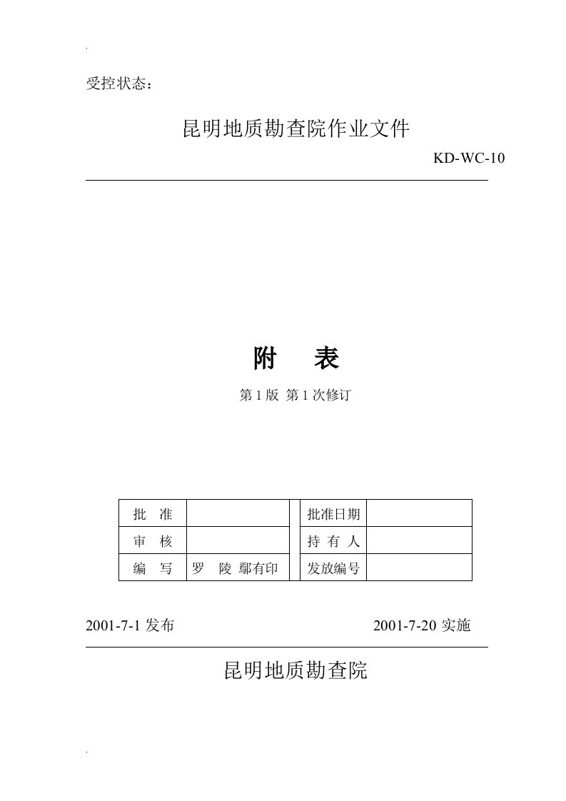 昆明地质勘查院作业文件