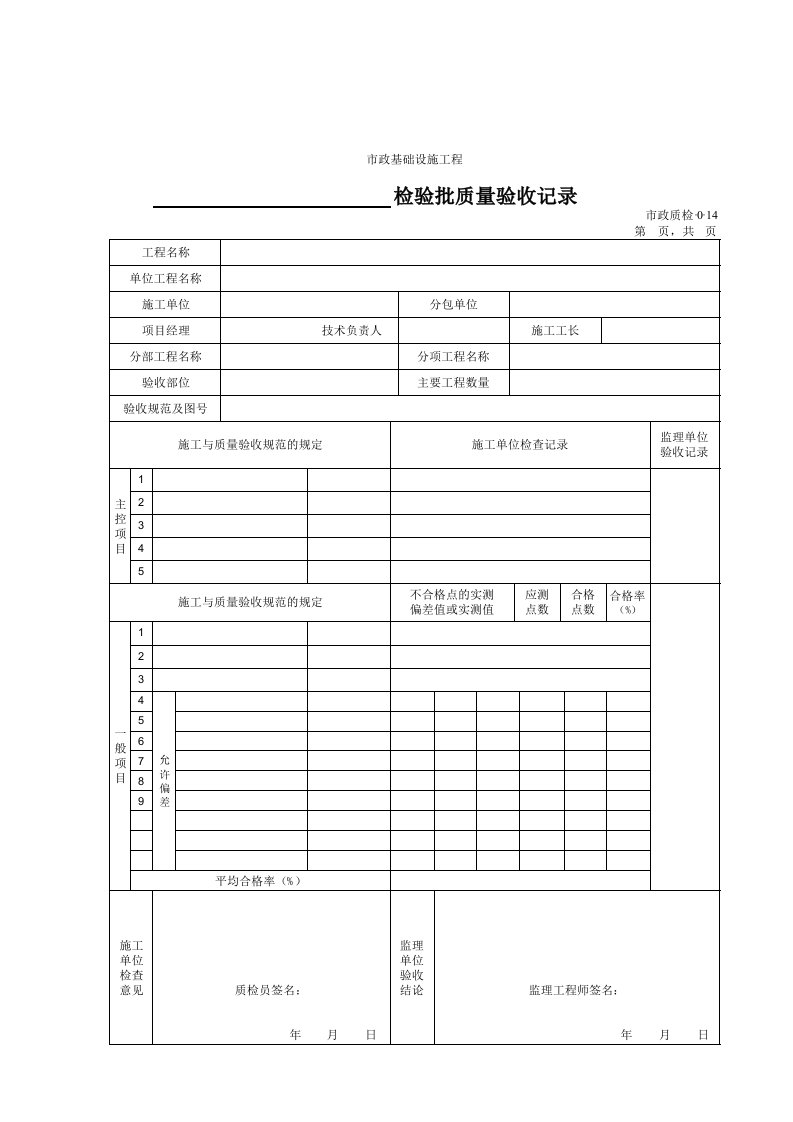 建筑工程-3014检验批质量验收记录