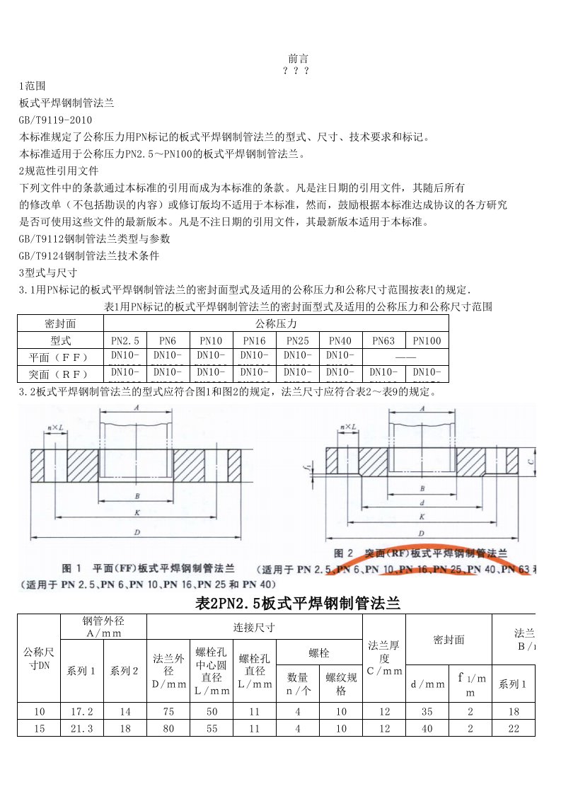 GBT9119-2010_板式平焊钢制管法兰高清（精选）