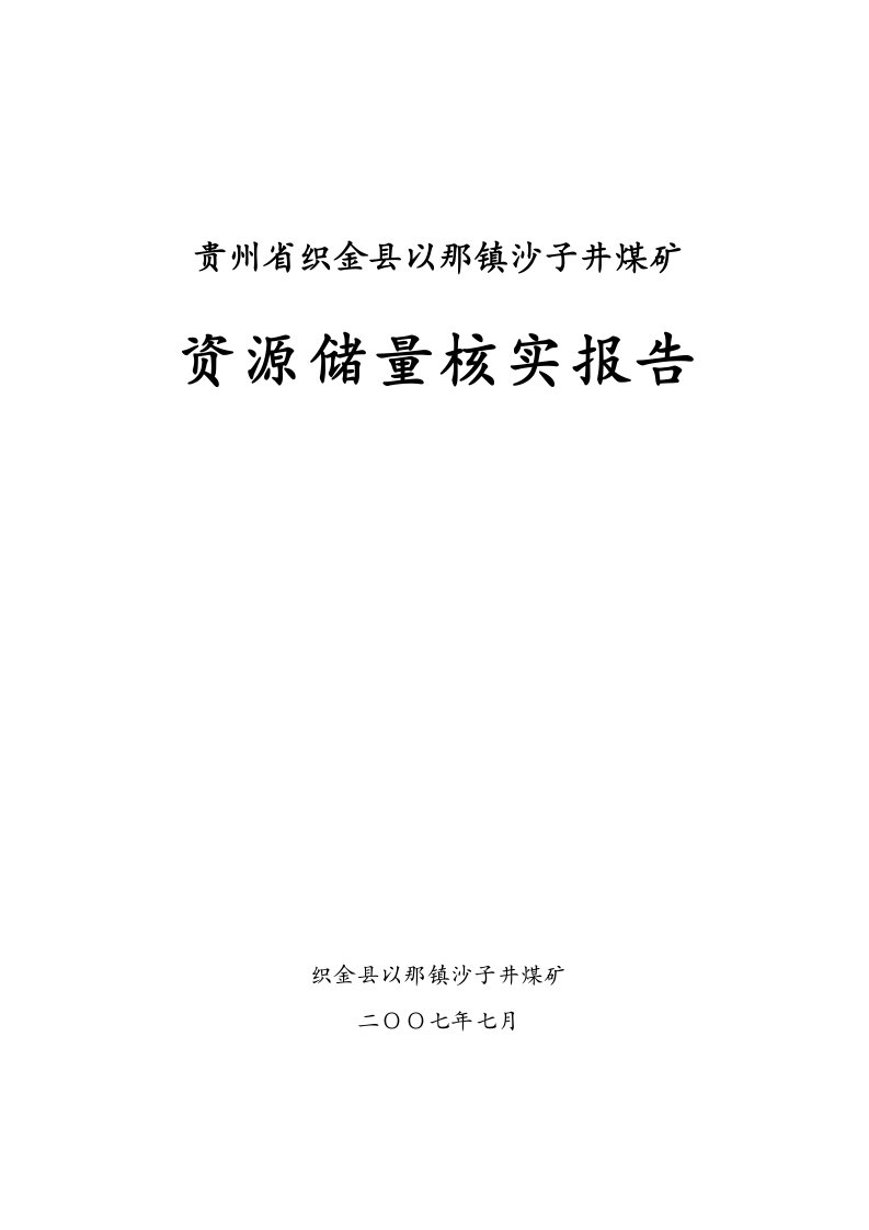 织金县沙子井煤矿资源储量核实报告(评审后修改3)