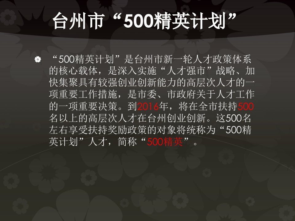 最新台州500精英计划详解工作手册精品课件