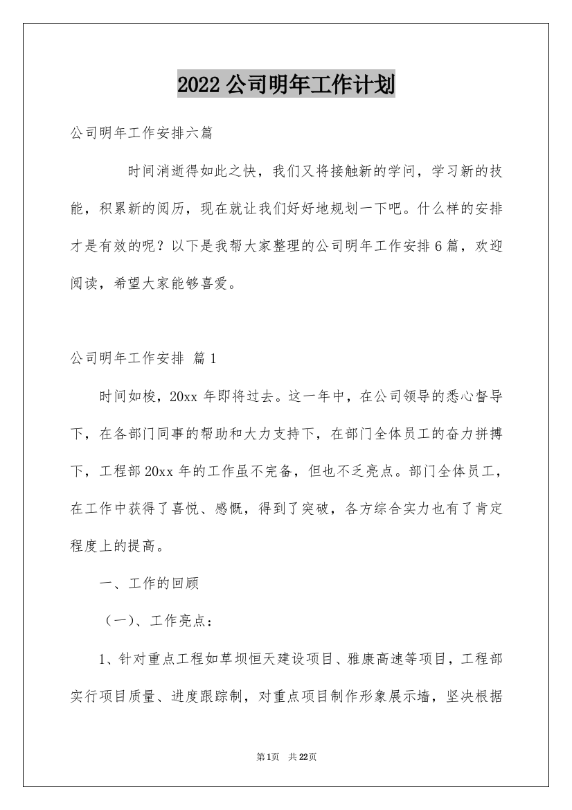 2022公司明年工作计划_2