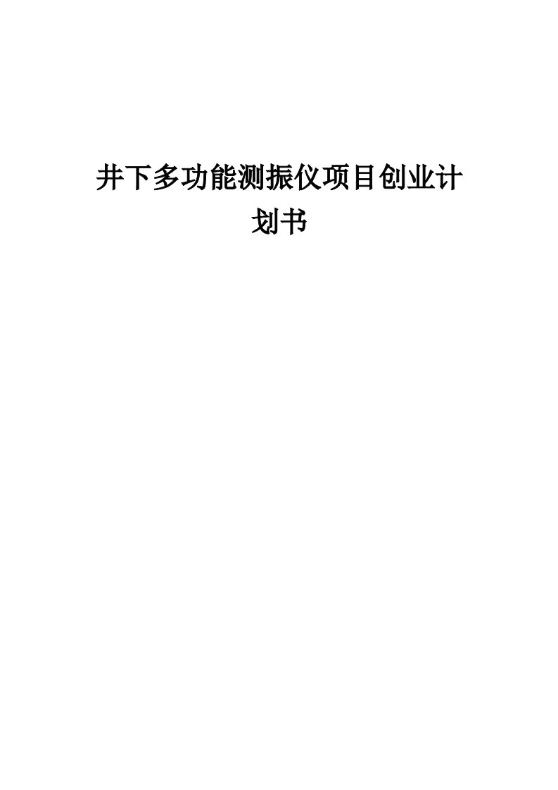 井下多功能测振仪项目创业计划书