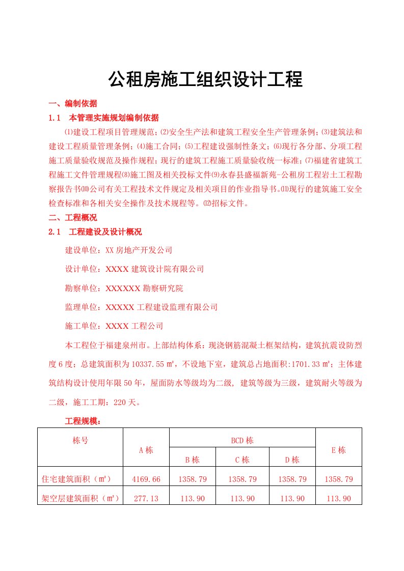 公租房施工组织设计工程