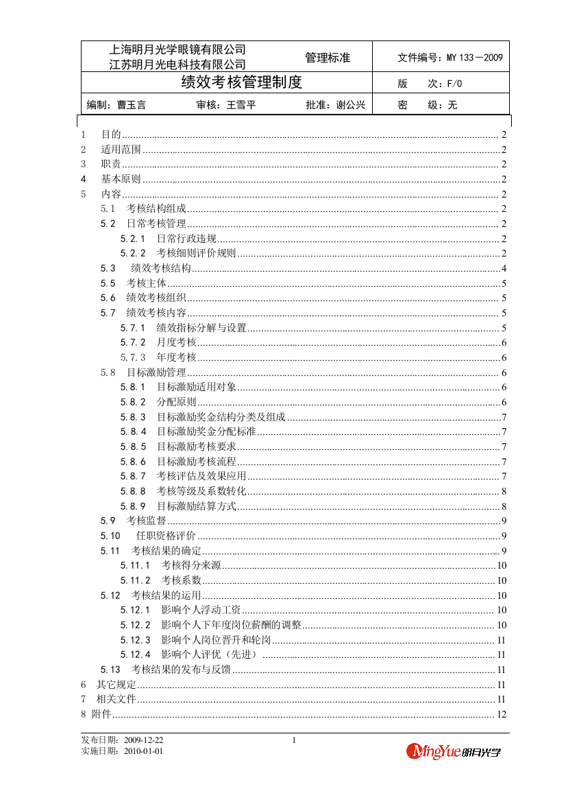 【2022精编】【规章制度】绩效考核制度