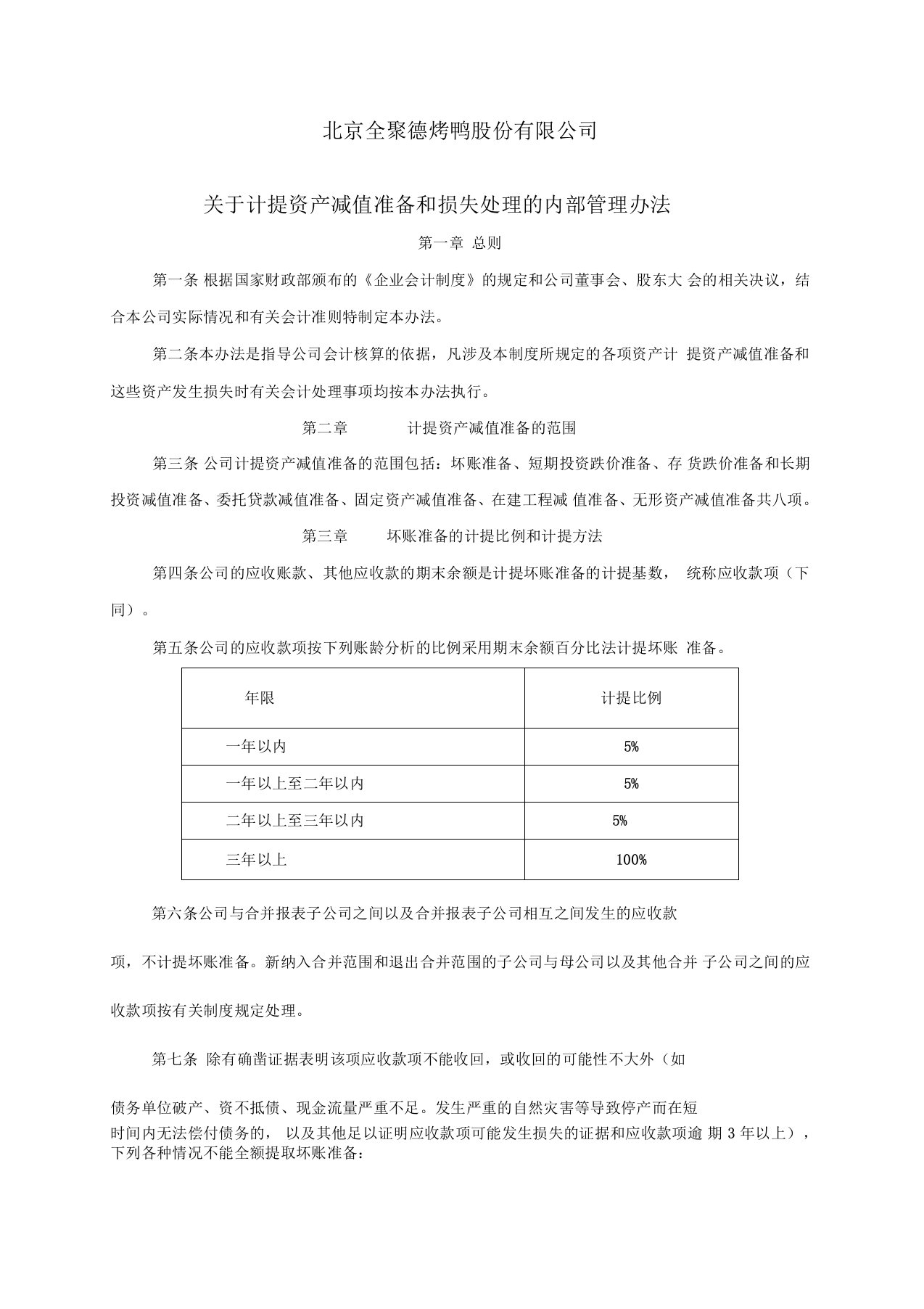 财务制度大全关于计提资产减值准备和损失处理的内部管理办法