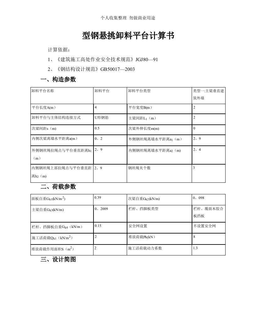 型钢悬挑卸料平台计算书主梁16工字钢