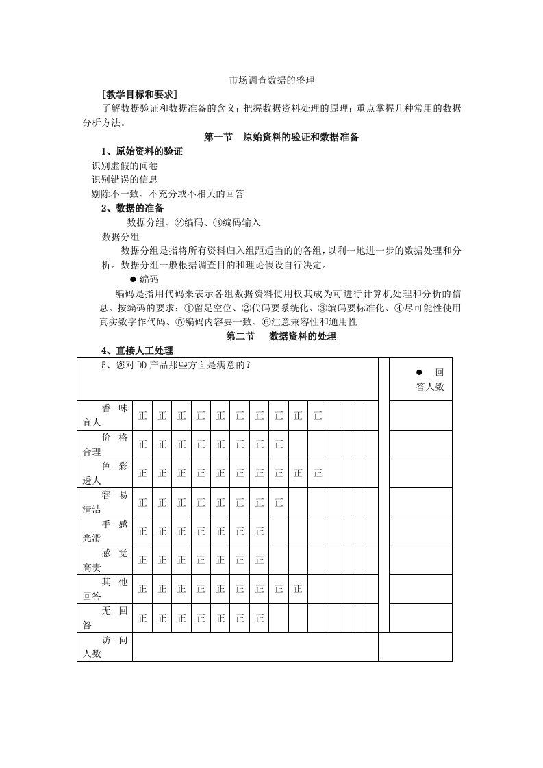 市场调查数据的整理——市场信息调查及数据分析方法