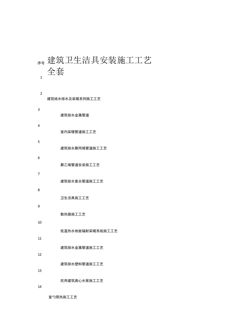 建筑卫生洁具安装施工工艺全套