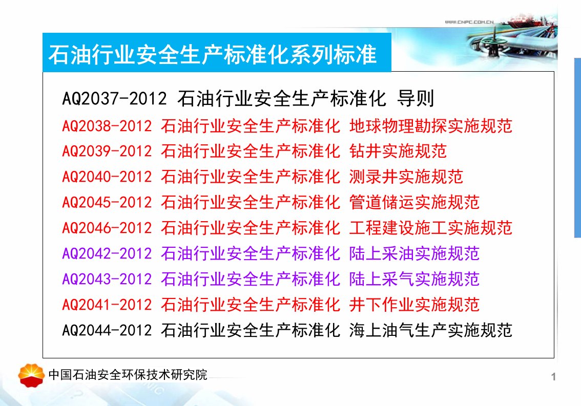 石油行业安全生产标准化导则培训PPT钻井井下物探测录井专业实施指南及评分办法