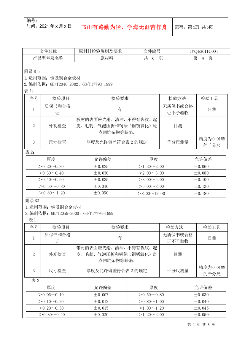 来料检验规范及流程