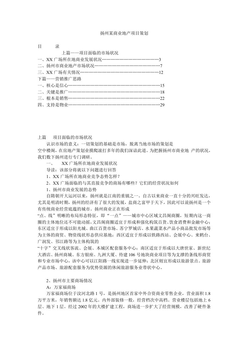 扬州某商业地产项目策划