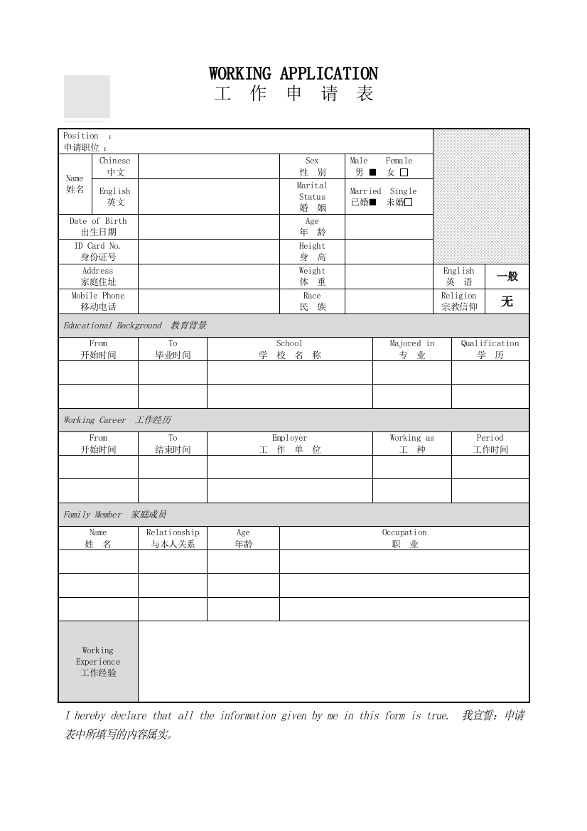 表格式个人简历26