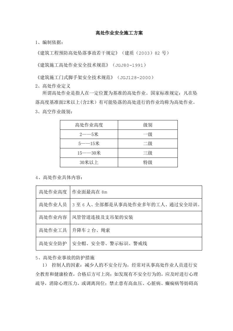 专项施工方案(动火、用电、登高)