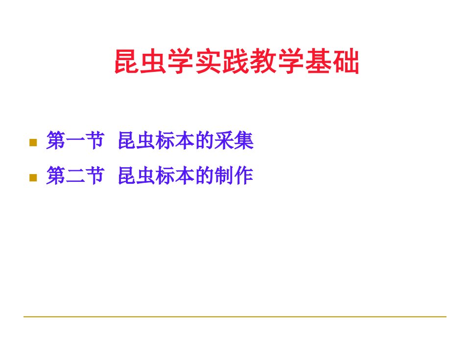 昆虫学实践教学基础