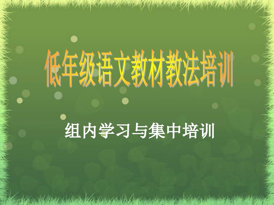 企业培训-低年级语文教材教法培训