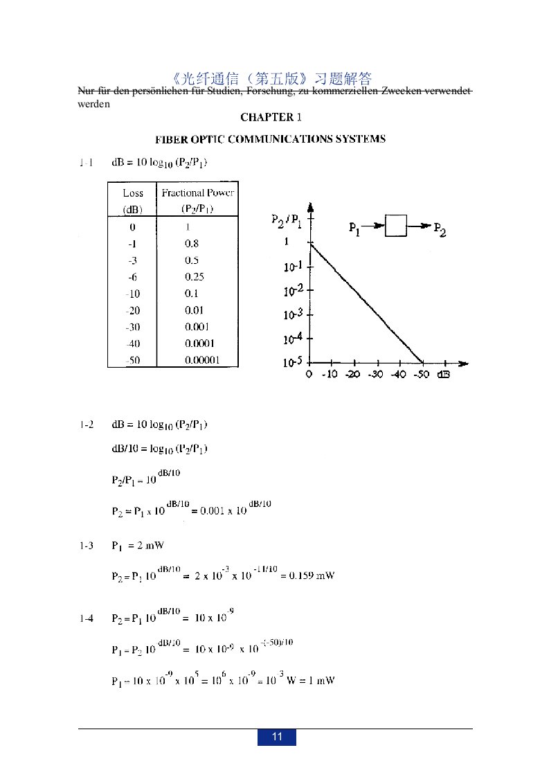 光纤通信(第5版)课后习题答案要点